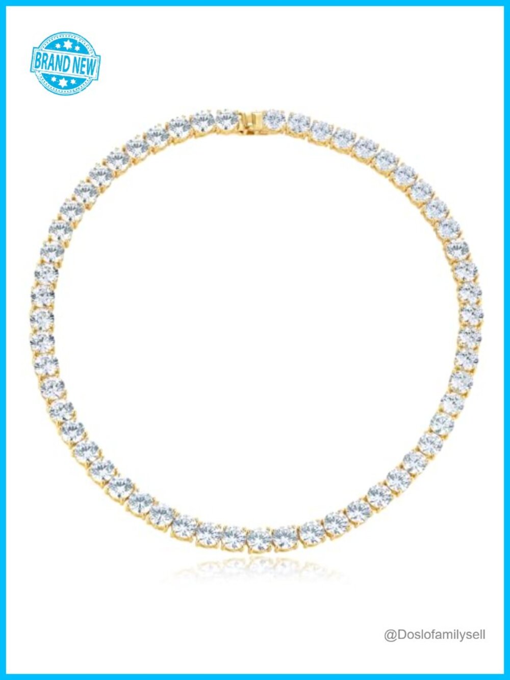 7mm Cubic Zirconia Tennis Necklace 18K Yellow Gold Plated 4 Prong Chain